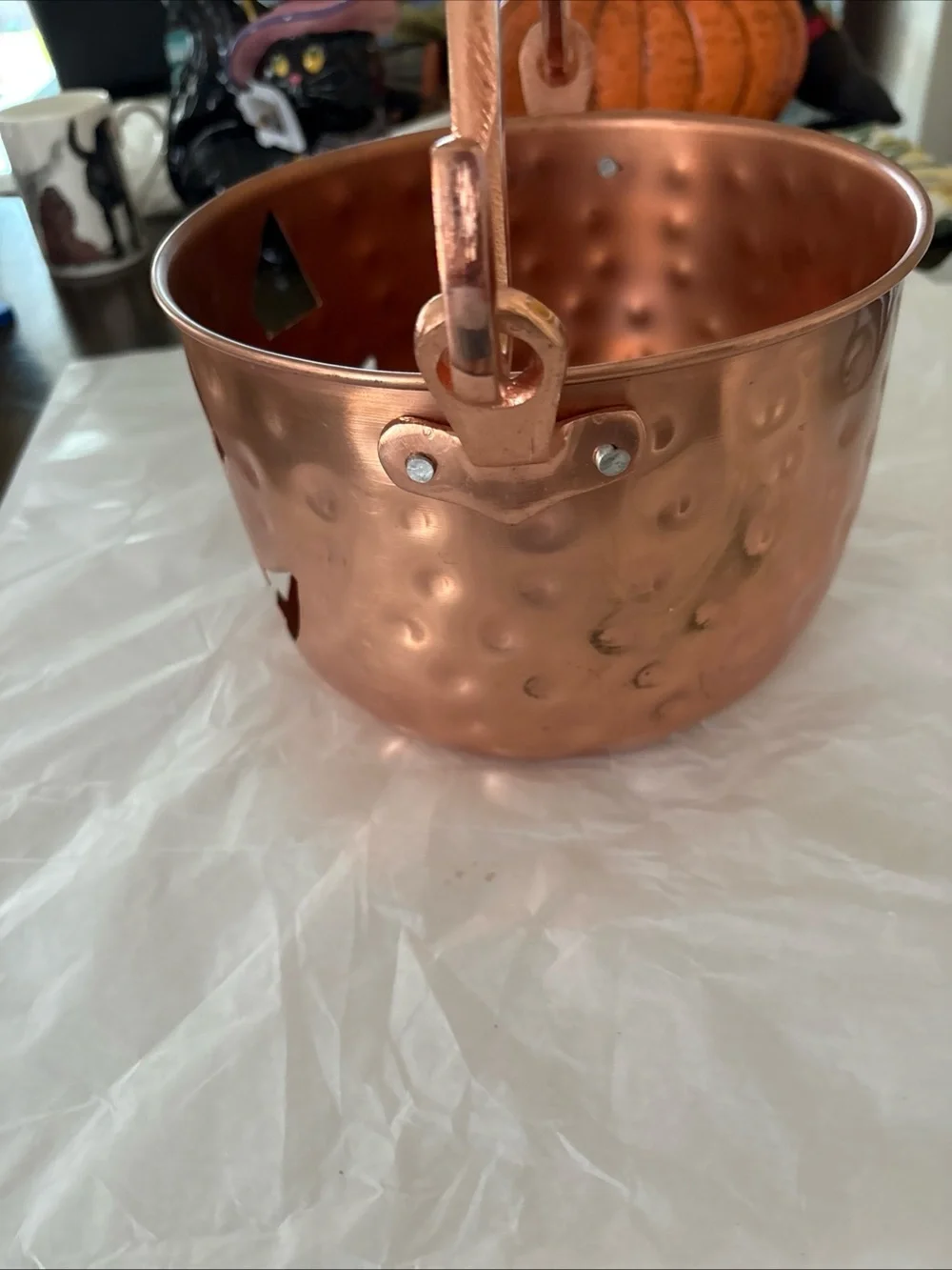 Copper Halloween Jack-O'-Lantern Candy Bucket